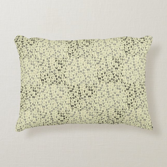 Cojín Decorativo Patrón de alfabetos 01 BW.w LYellow BG (Anverso)
