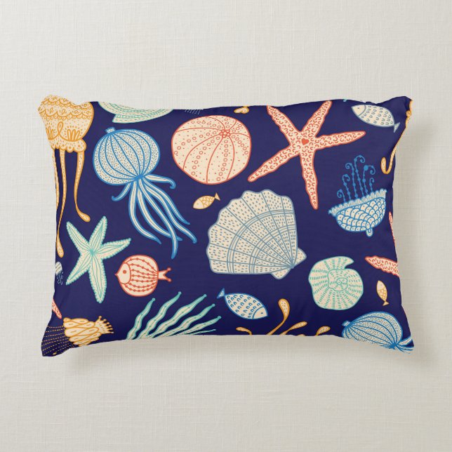 Cojín Decorativo Patrón de algas de peces (Anverso)