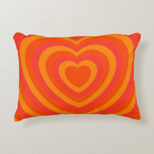 Cojín Decorativo Patrón de amor del corazón hipnótico rojo naranja
