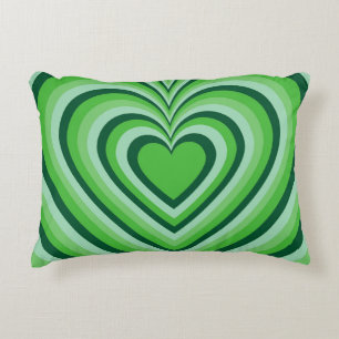 Cojín Decorativo Patrón de amor del corazón hipnótico verde