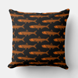Cojín Decorativo Patrón de anchoa - Naranja y negro