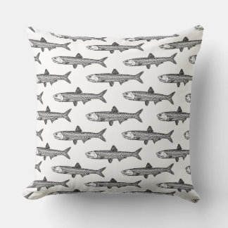 Cojín Decorativo Patrón de anchoa - Negro sobre blanco