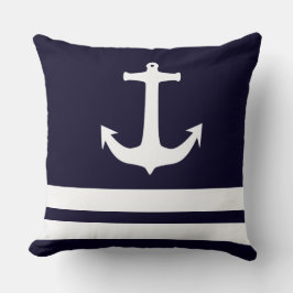 Cojín Decorativo Patrón de anclaje y franjas náuticas