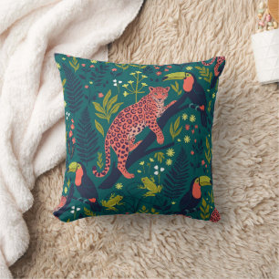 Cojín Decorativo Patrón de animal de selva exuberante