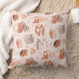 Cojín Decorativo Patrón de Animales Adorables enamorados