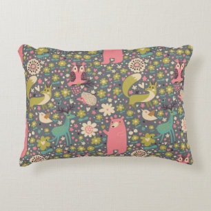 Cojín Decorativo Patrón de animales de bosque de corte