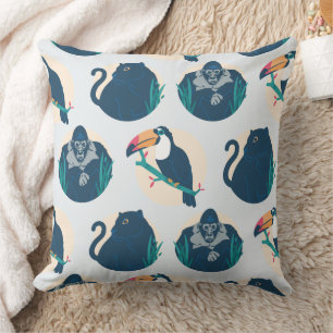 Cojín Decorativo Patrón de Animales de Vida Silvestre de la Jungla