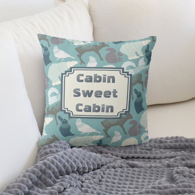 Cojín Decorativo Patrón de animales del bosque de invierno de cabin (Subido por el creador)