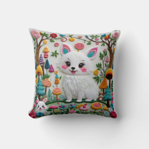 Cojín Decorativo Patrón de animales Kawaii con bordado de alta text