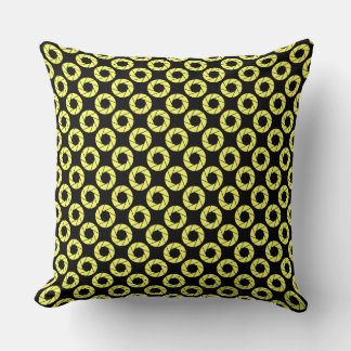 Cojín Decorativo Patrón de apertura - Amarillo claro sobre negro