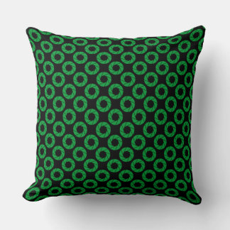 Cojín Decorativo Patrón de apertura - Verde de hierba sobre negro