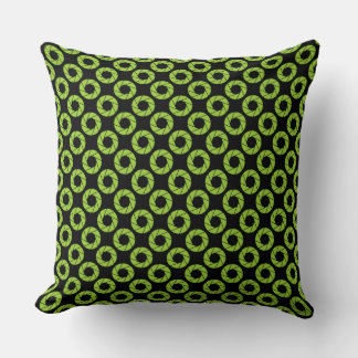 Cojín Decorativo Patrón de apertura - Verde marciano sobre negro
