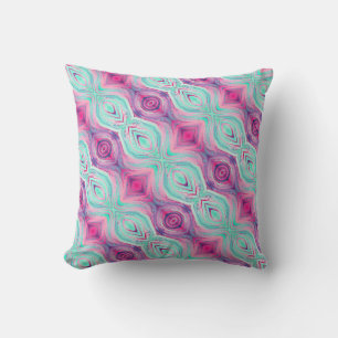 Cojín Decorativo Patrón de Aqua Púrpura Rosa Reversible Boho