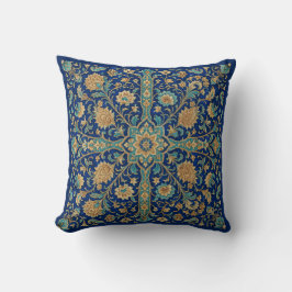 Cojín Decorativo Patrón de arabesco floral persa azul real