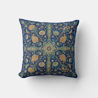 Cojín Decorativo Patrón de arabesco floral persa azul real