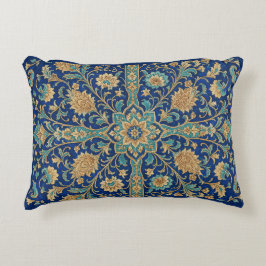 Cojín Decorativo Patrón de arabesco floral persa azul real