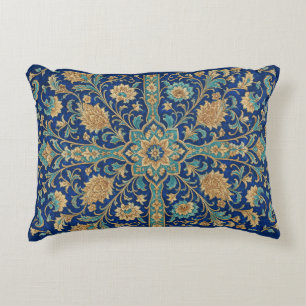 Cojín Decorativo Patrón de arabesco floral persa azul real