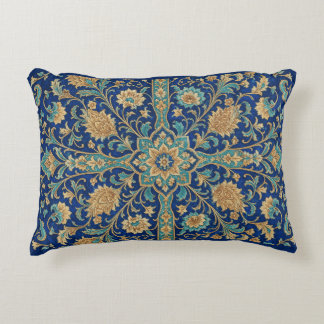 Cojín Decorativo Patrón de arabesco floral persa azul real