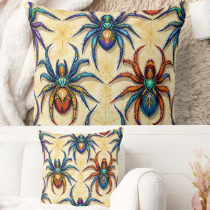 Cojín Decorativo Patrón de araña gótica colorido con páginas web so
