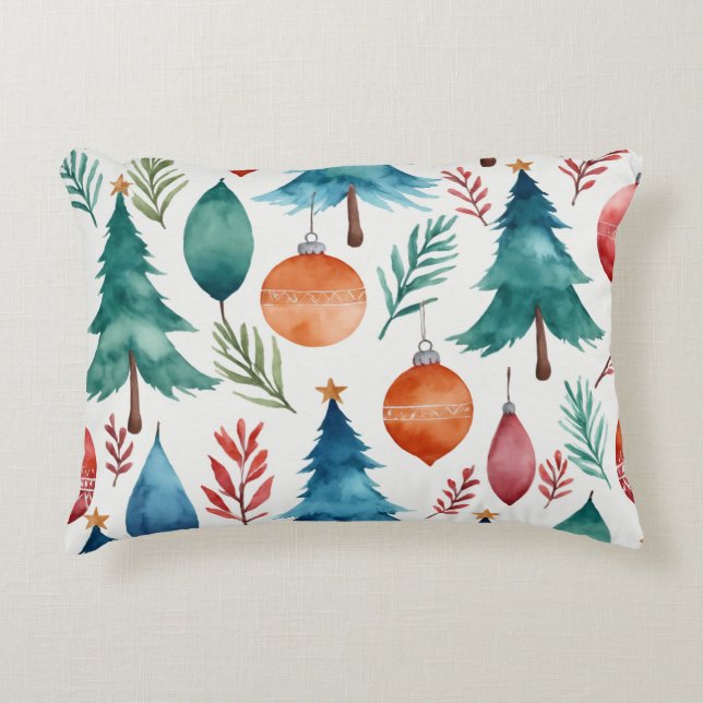 Cojín Decorativo Patrón de árbol de Navidad (Anverso)