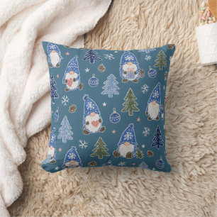 Cojín Decorativo Patrón de árbol de Navidad con Gnome de Navidad