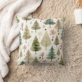 Cojín Decorativo Patrón de árbol de navidad de oro verde azul
