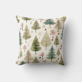 Cojín Decorativo Patrón de árbol de navidad de oro verde azul