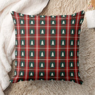 Cojín Decorativo Patrón de árbol de Navidad de patchwork a cuadros