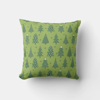 Cojín Decorativo Patrón de árbol de navidad verde claro blanco fest