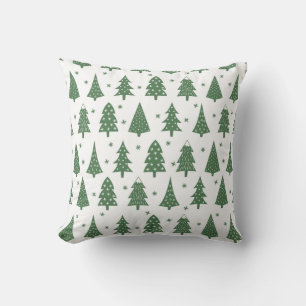Cojín Decorativo Patrón de árbol de navidad verde y blanco