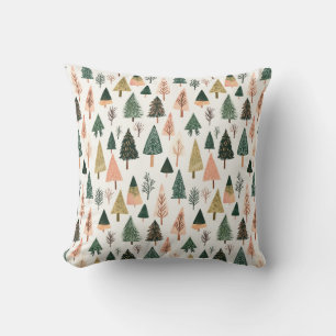 Cojín Decorativo Patrón de árbol navideño botánico caprichoso