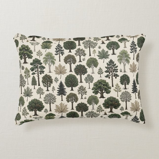 Cojín Decorativo Patrón de Árboles (Anverso)