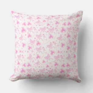 Cojín Decorativo Patrón de arco rosado Corazones y cintas Kawaii