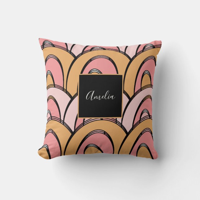 Cojín Decorativo Patrón de arcoíris divertidos naranja rosa  (Anverso)