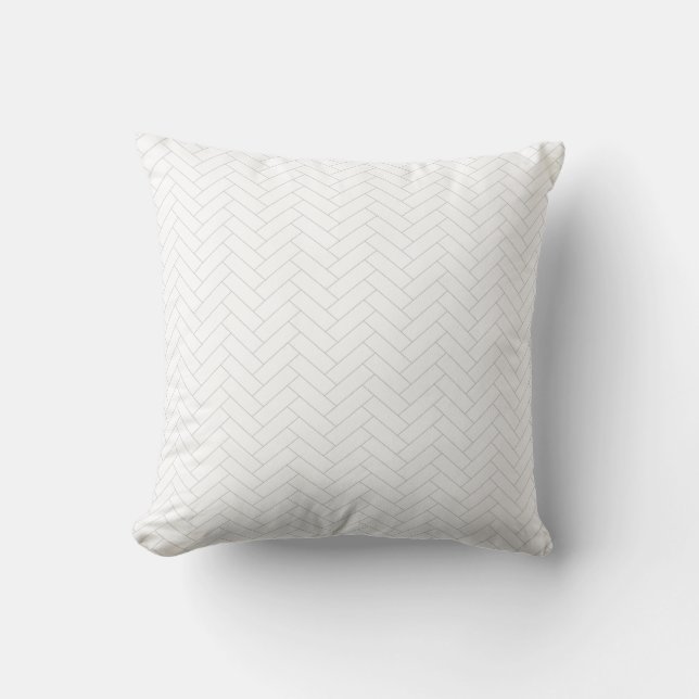 Cojín Decorativo Patrón de arenque gris blanco claro clásico (Anverso)