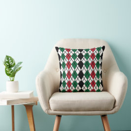 Cojín Decorativo Patrón de argenilo rojo verde negro