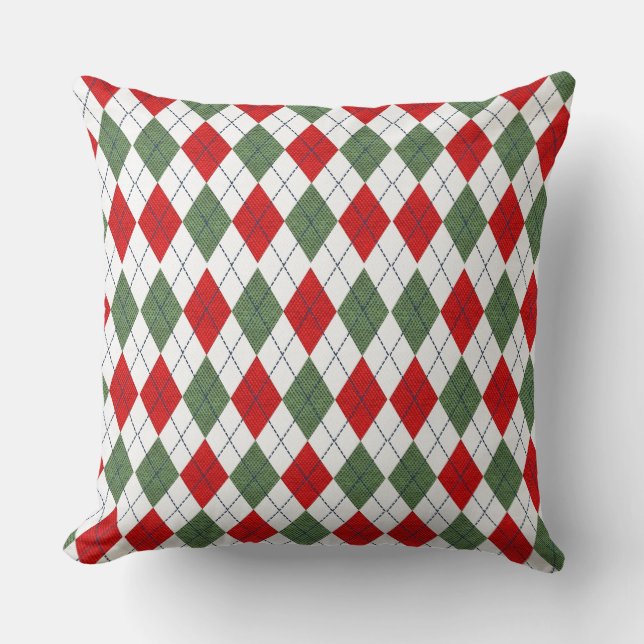 Cojín Decorativo Patrón de arglos verde y rojo (Anverso)