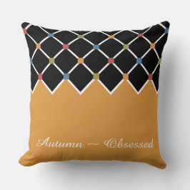 Cojín Decorativo Patrón de Arlequín Dorado de Otoño