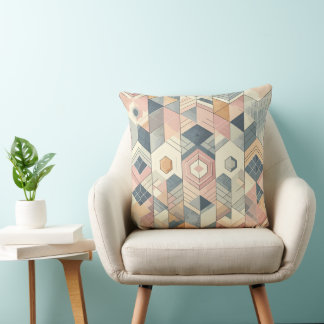 Cojín Decorativo Patrón de armonía geométrica pastel