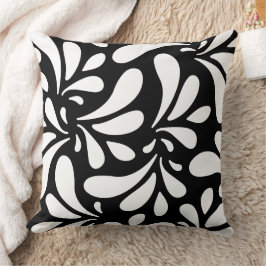 Cojín Decorativo Patrón de arte de hojas blancas y negras