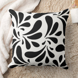 Cojín Decorativo Patrón de arte de hojas blancas y negras