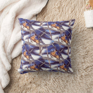 Cojín Decorativo Patrón de arte de naturaleza animal pájaro azul