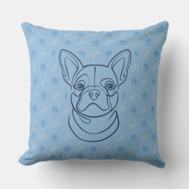 Cojín Decorativo Patrón de Arte Decorativo de Línea de Bulldog Fran