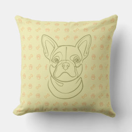 Cojín Decorativo Patrón de Arte Decorativo de Línea de Bulldog Fran