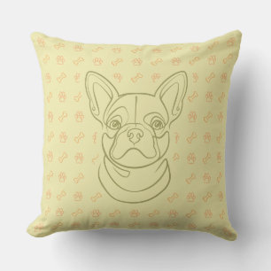 Cojín Decorativo Patrón de Arte Decorativo de Línea de Bulldog Fran