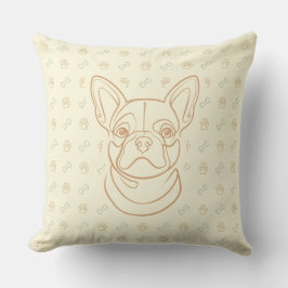 Cojín Decorativo Patrón de Arte Decorativo de Línea de Bulldog Fran