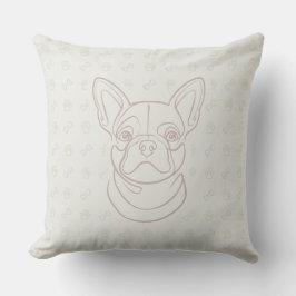 Cojín Decorativo Patrón de Arte Decorativo de Línea de Bulldog Fran