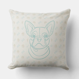 Cojín Decorativo Patrón de Arte Decorativo de Línea de Bulldog Fran
