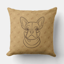 Cojín Decorativo Patrón de Arte Decorativo de Línea de Bulldog Fran