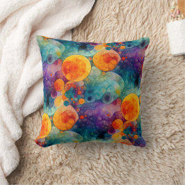 Cojín Decorativo Patrón de Arte Fractal Naranja Púrpura Verde Azul